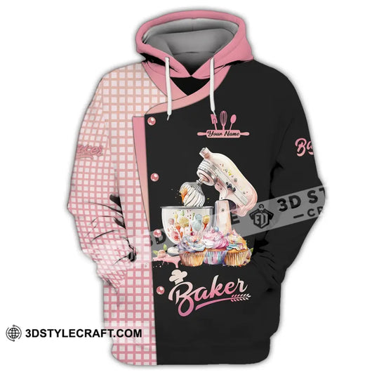 Unisex Shirt - Custom Name 3D Shirt For Baker, Making Cake, Cup Cake style option 3