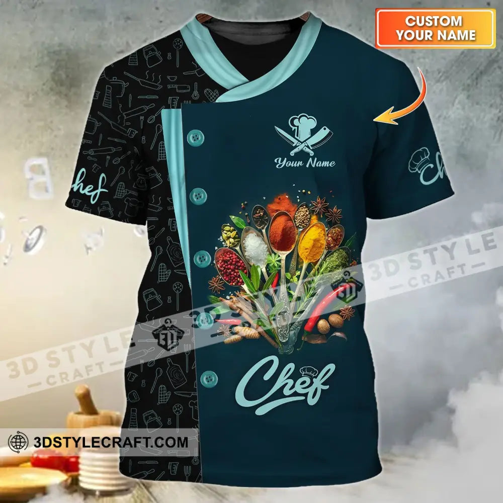 Unisex Shirt - Custom Name 3D For Chef Cooking Spices T-Shirt