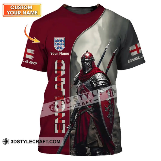 Unisex Shirt - Custom Name 3D For England Lover Warrior T-Shirt