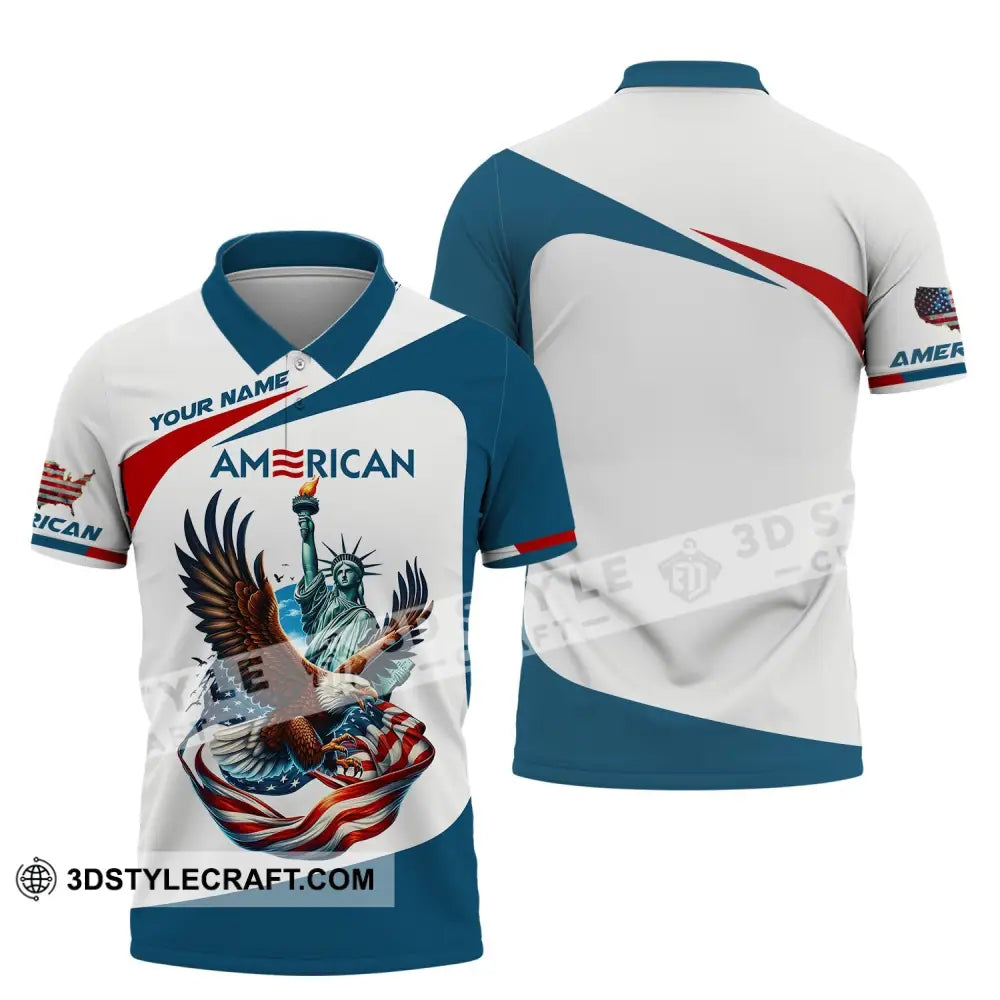 Unisex Shirt - Custom Name 3D Icon Of America Polo / S T-Shirt