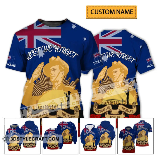 Unisex Shirt - Custom Name 3D Shirt - Lest We Forget Anzac Day style option 2
