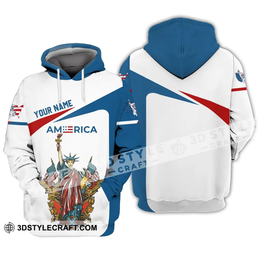 Unisex Shirt - Custom Name 3D Liberties America Flag Hoodie / S T-Shirt