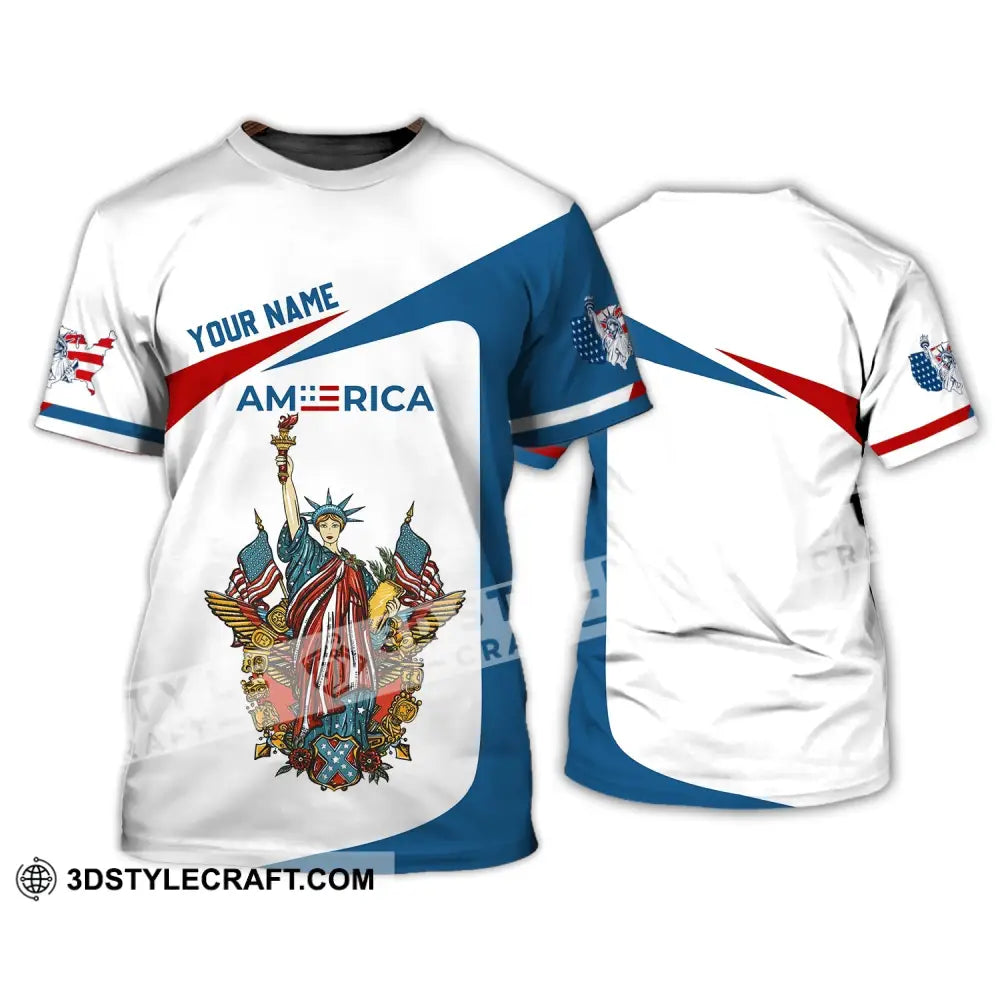 Unisex Shirt - Custom Name 3D Liberties America Flag T-Shirt / S T-Shirt