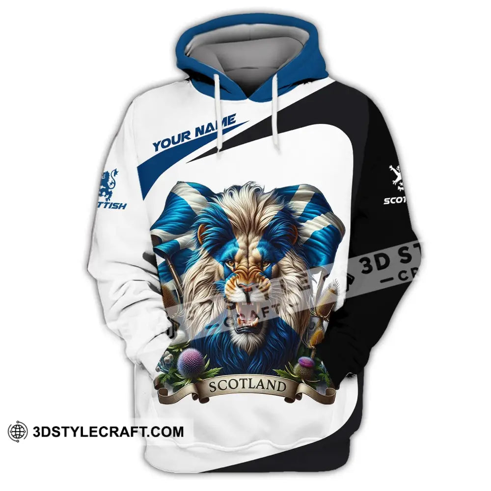 Unisex Shirt - Custom Name 3D Scotland Lion Hoodie / S T-Shirt