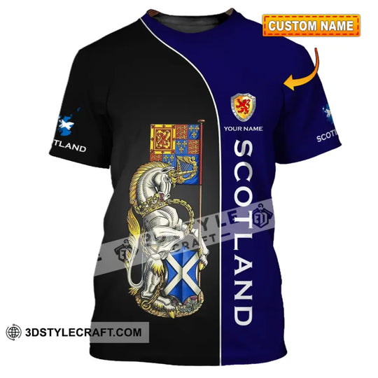 Unisex Shirt - Custom Name 3D Shirt - Scotland Lover, Blue And Black Design style option 1