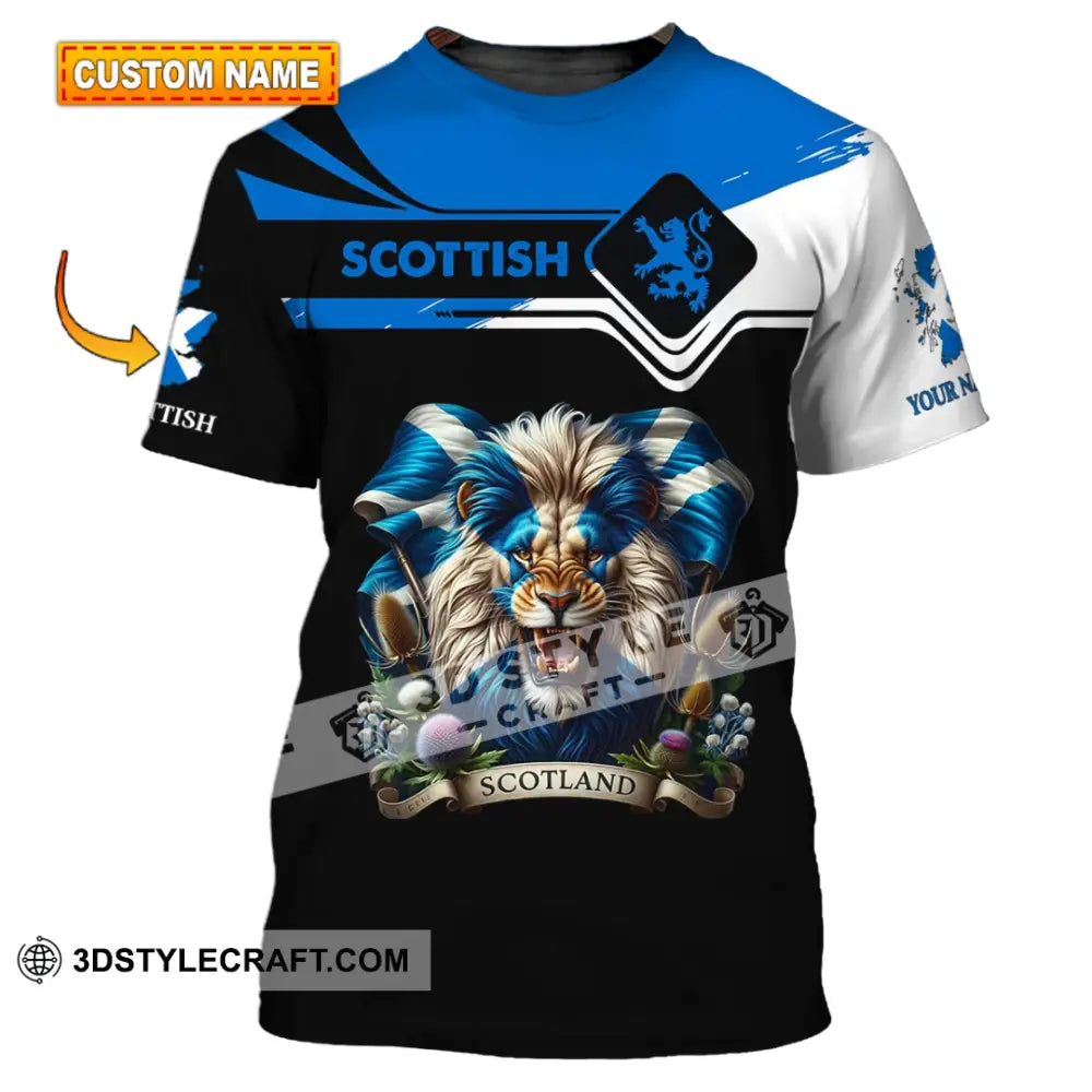 Unisex Shirt - Custom Name 3D Scottish Lion T-Shirt