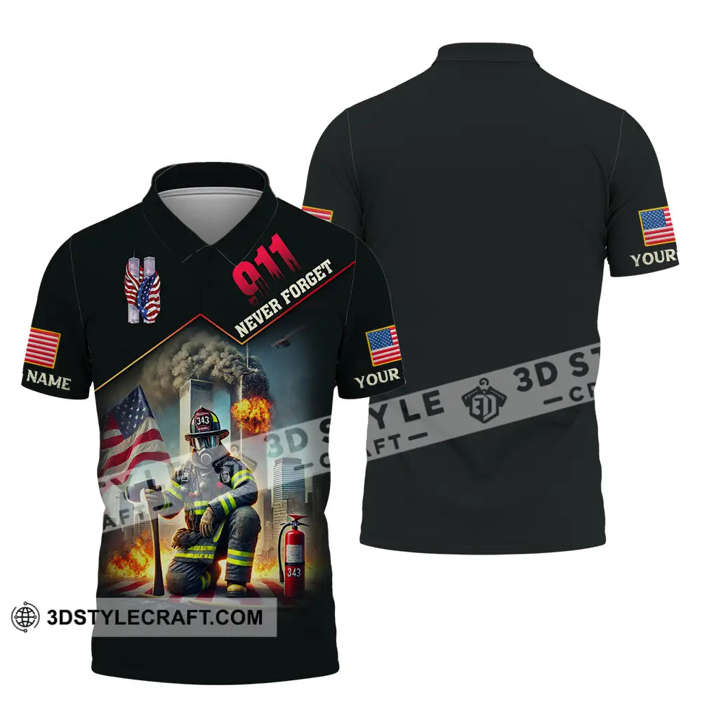 Unisex Shirt - Custom Name 911 Never Forget Polo / S T-Shirt