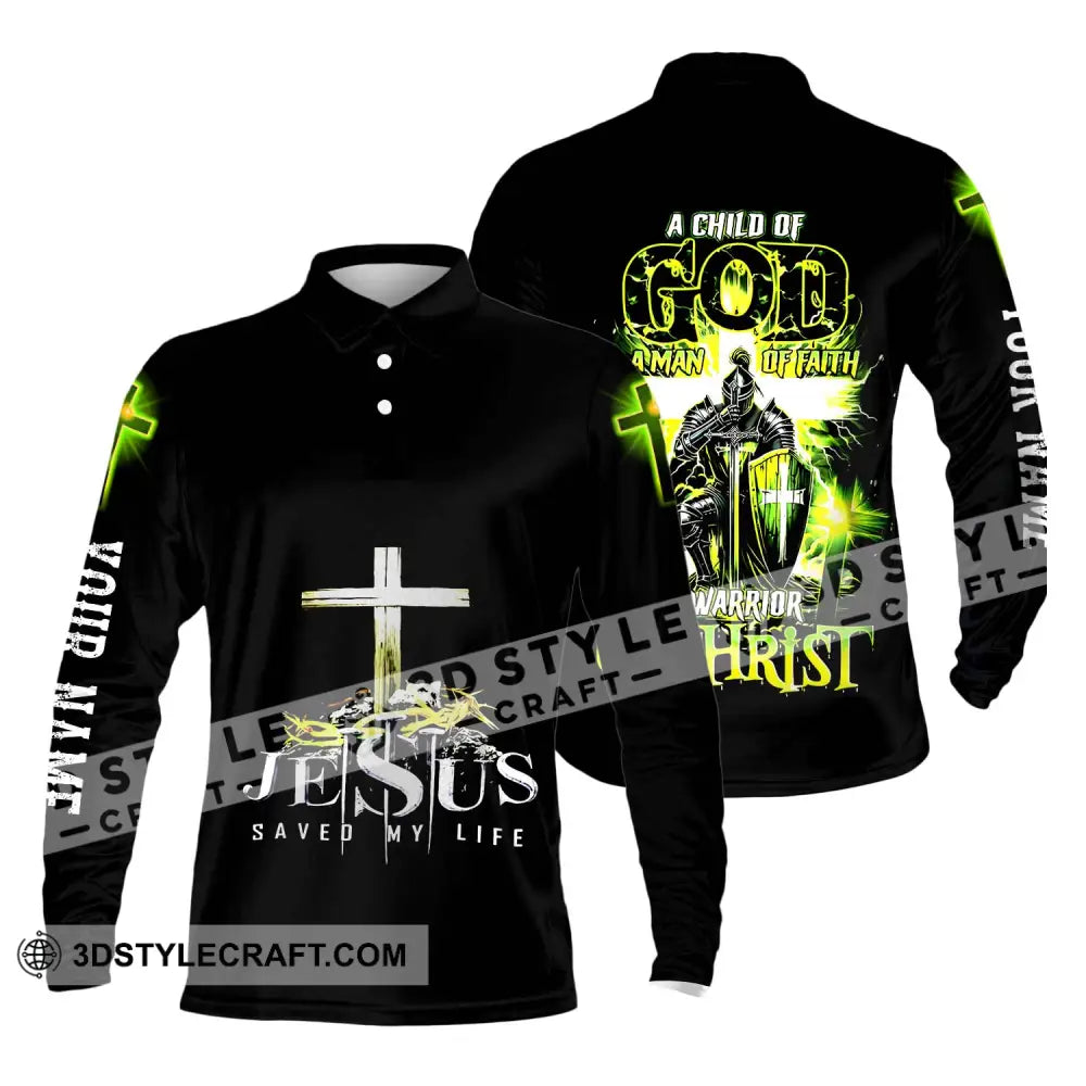 Unisex Shirt - Custom Name A Child Of God Long Sleeve Polo / S T-Shirt