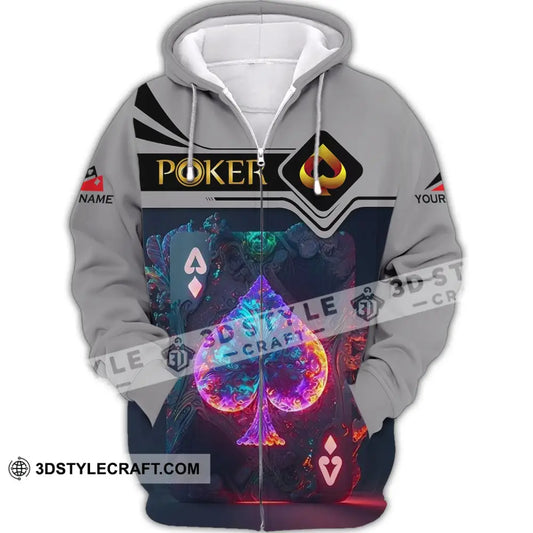 Unisex Shirt - Custom Name Ace Black Spade Suit Poker Zipper Hoodie / S T-Shirt