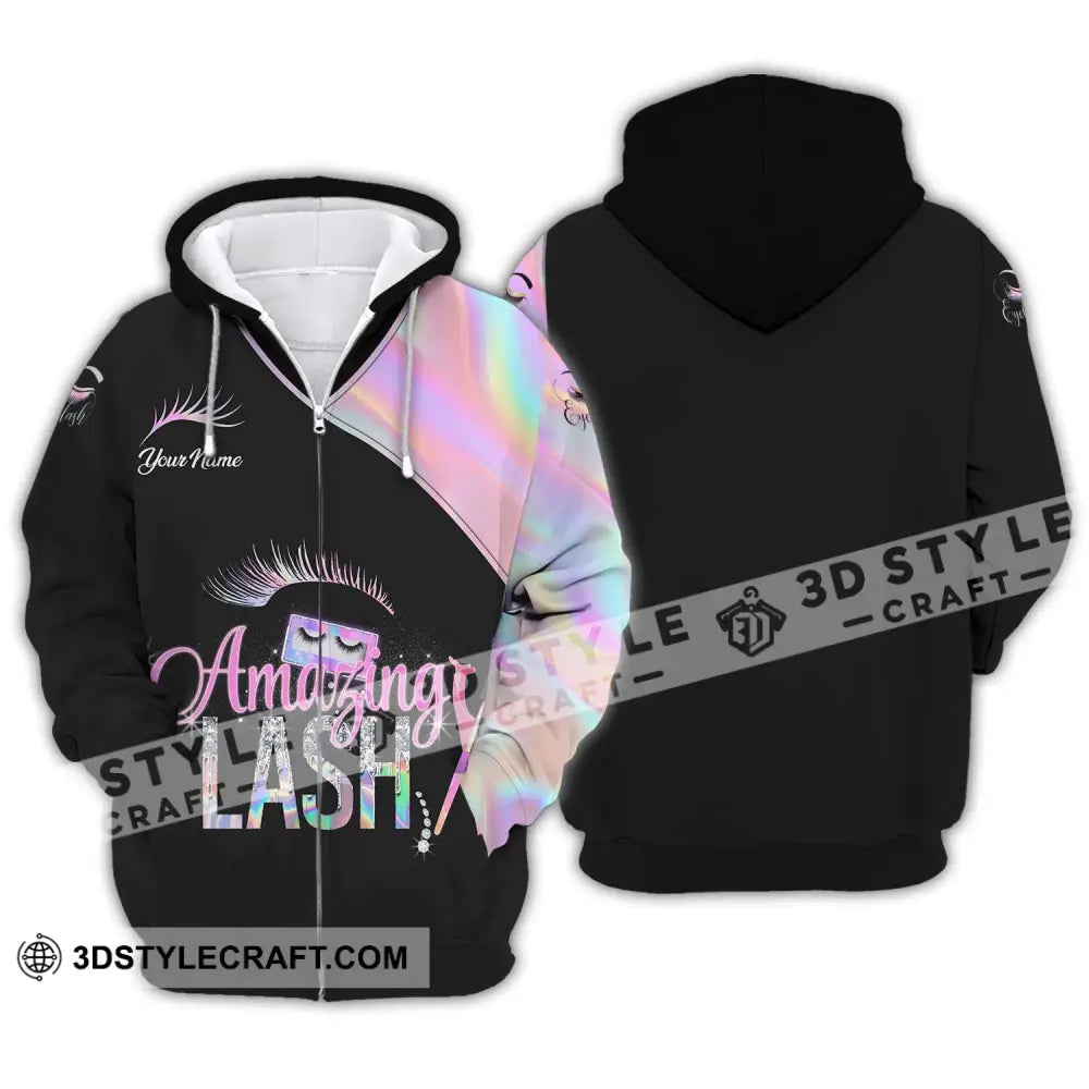 Unisex Shirt - Custom Name Amazing Lash Zipper Hoodie / S T-Shirt