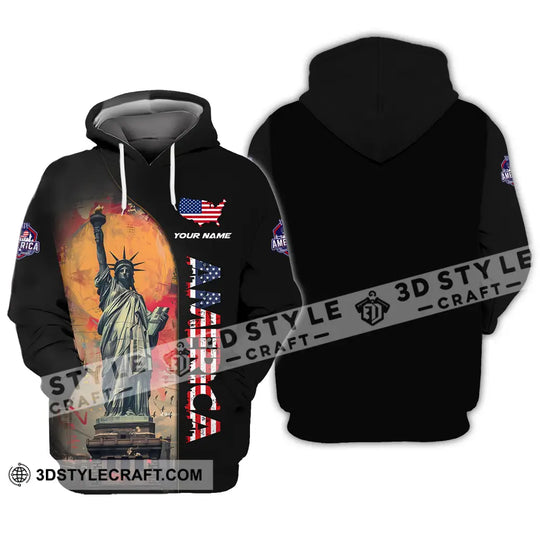 Unisex Shirt - Custom Name America Shirt, America Flag Color style option 3