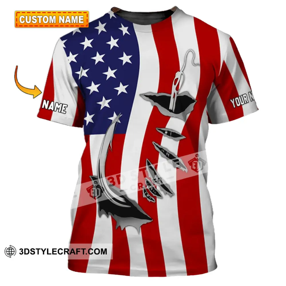 Unisex Shirt - Custom Name America Flag T-Shirt