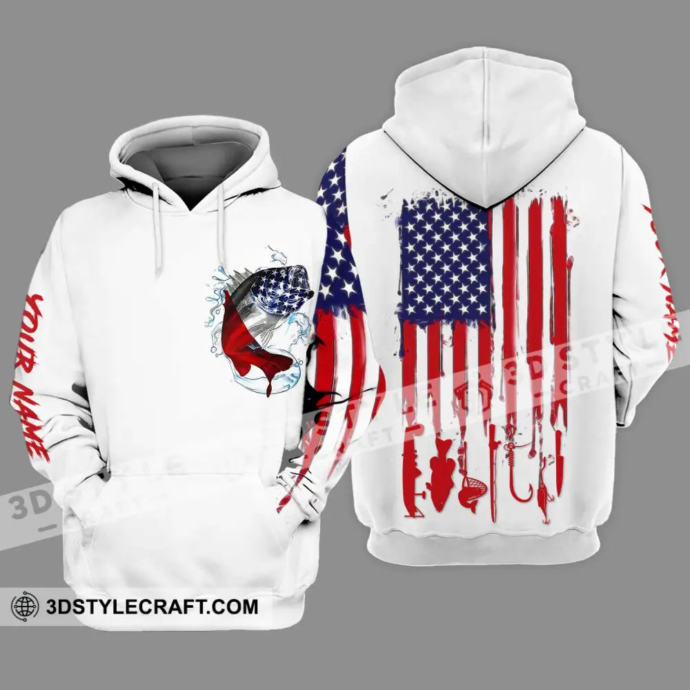 Unisex Shirt - Custom Name American Fishing Sport Flag Hoodie / S T-Shirt