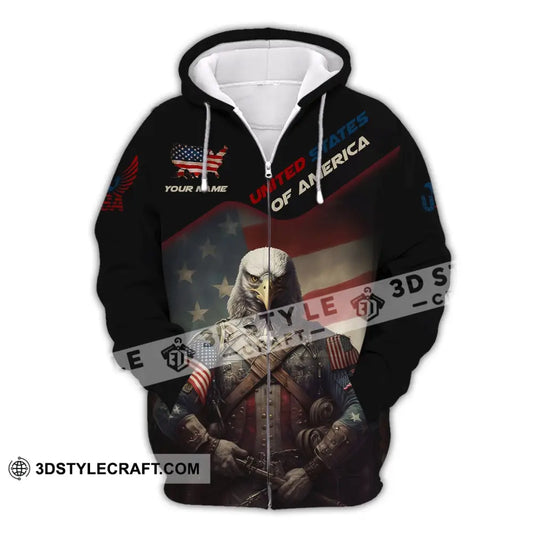 Unisex Shirt Custom Name American Pride America Lover T-Shirt Zipper Hoodie / S