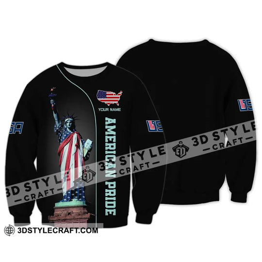 Unisex Shirt, Custom Name American Pride Shirt, Independence Day, Statue of Liberty T-Shirt style option 4