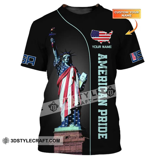 Unisex Shirt, Custom Name American Pride Shirt, Independence Day, Statue of Liberty T-Shirt style option 1