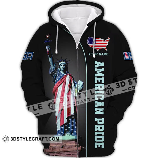 Unisex Shirt, Custom Name American Pride Shirt, Independence Day, Statue of Liberty T-Shirt style option 2