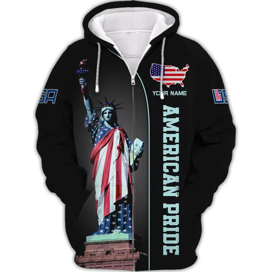 Unisex Shirt, Custom Name American Pride Shirt, Independence Day, Statue of Liberty T-Shirt style option 2