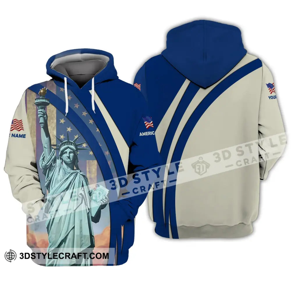 Unisex Shirt Custom Name American Pride Statue Of Liberty T-Shirt Hoodie / S