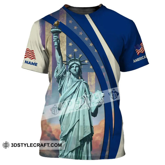 Unisex Shirt Custom Name American Pride Statue Of Liberty T-Shirt / S