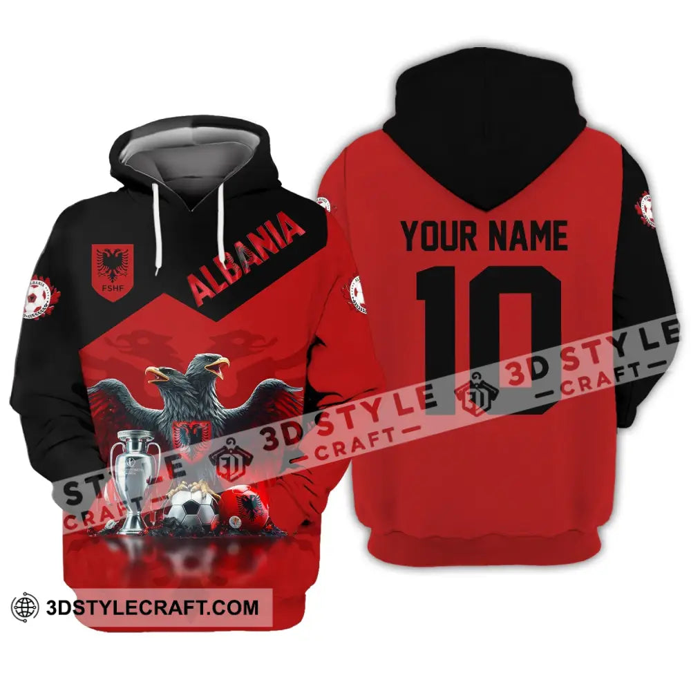 Unisex Shirt Custom Name And Number Albania Football Polo Euro 2024 Hoodie Long Sleeve / S T-Shirt