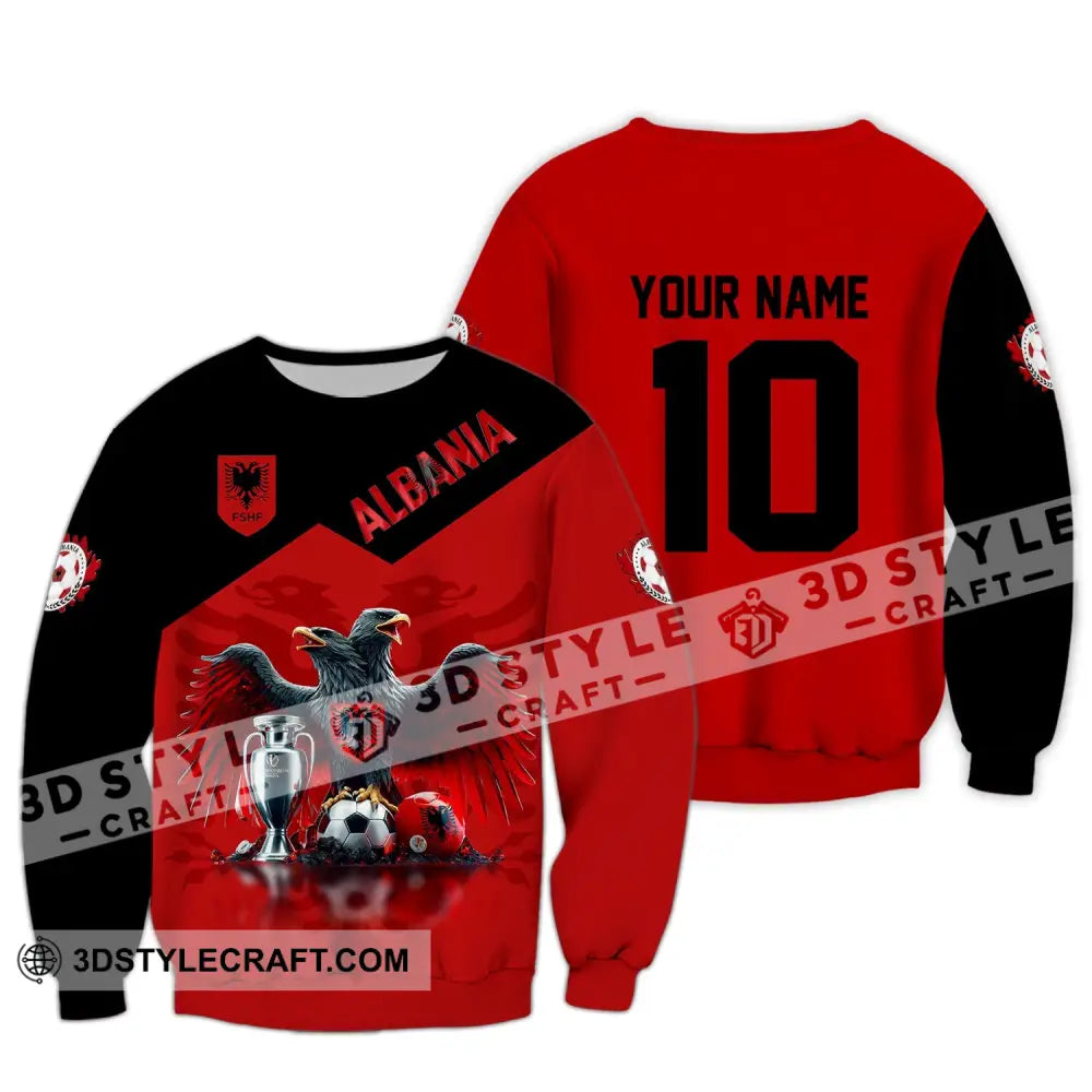 Unisex Shirt Custom Name And Number Albania Football Polo Euro 2024 Hoodie Long Sleeve / S T-Shirt