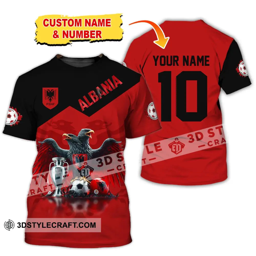 Unisex Shirt Custom Name And Number Albania Football Polo Euro 2024 Hoodie Long Sleeve T-Shirt