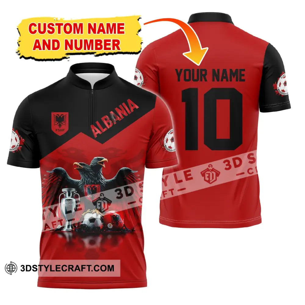 Unisex Shirt Custom Name And Number Albania Football Polo Euro 2024 Hoodie Long Sleeve T-Shirt