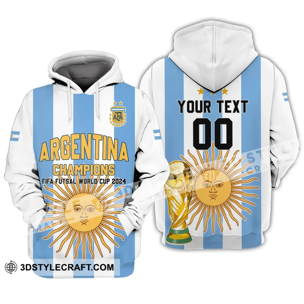 Unisex Shirt - Custom Name And Number Argentina Football Fifa World Cup Champions Hoodie / S T-Shirt