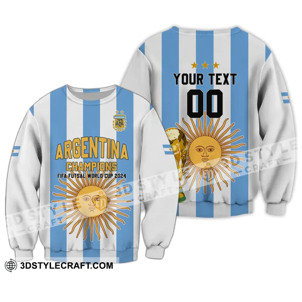 Unisex Shirt - Custom Name And Number Argentina Football Fifa World Cup Champions Long Sleeve / S