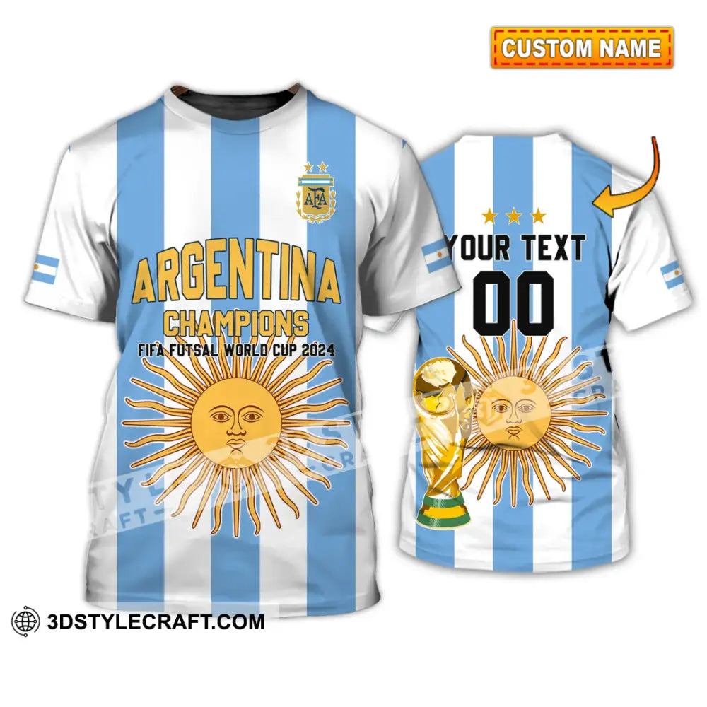 Unisex Shirt - Custom Name And Number Argentina Football Fifa World Cup Champions T-Shirt