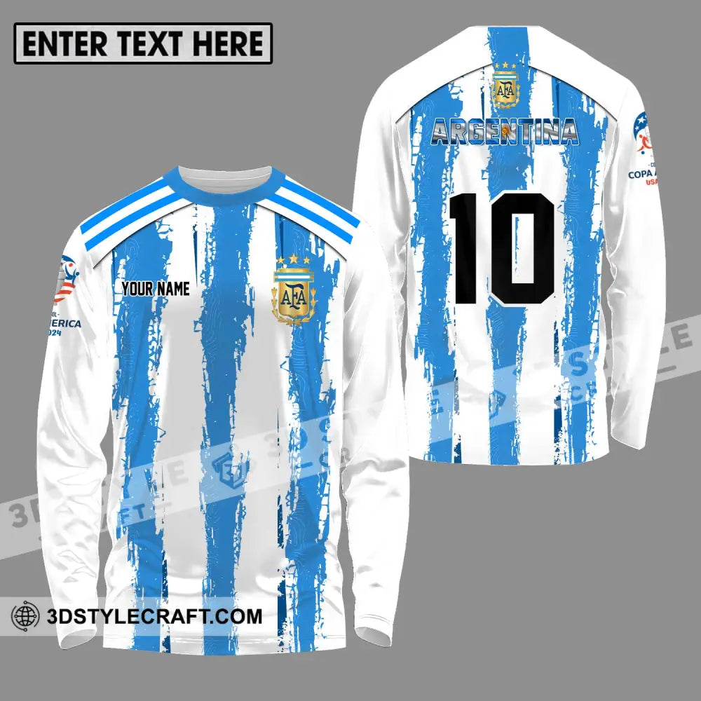 Unisex Shirt - Custom Name And Number Argentina Lover Long Sleeve / S T-Shirt