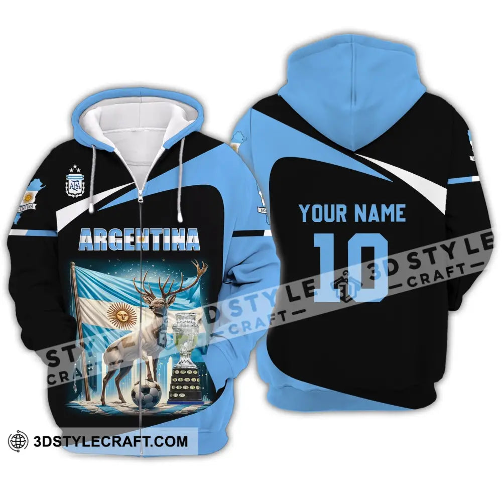 Unisex Shirt - Custom Name And Number Argentina National Team Lover Zipper Hoodie / S T-Shirt