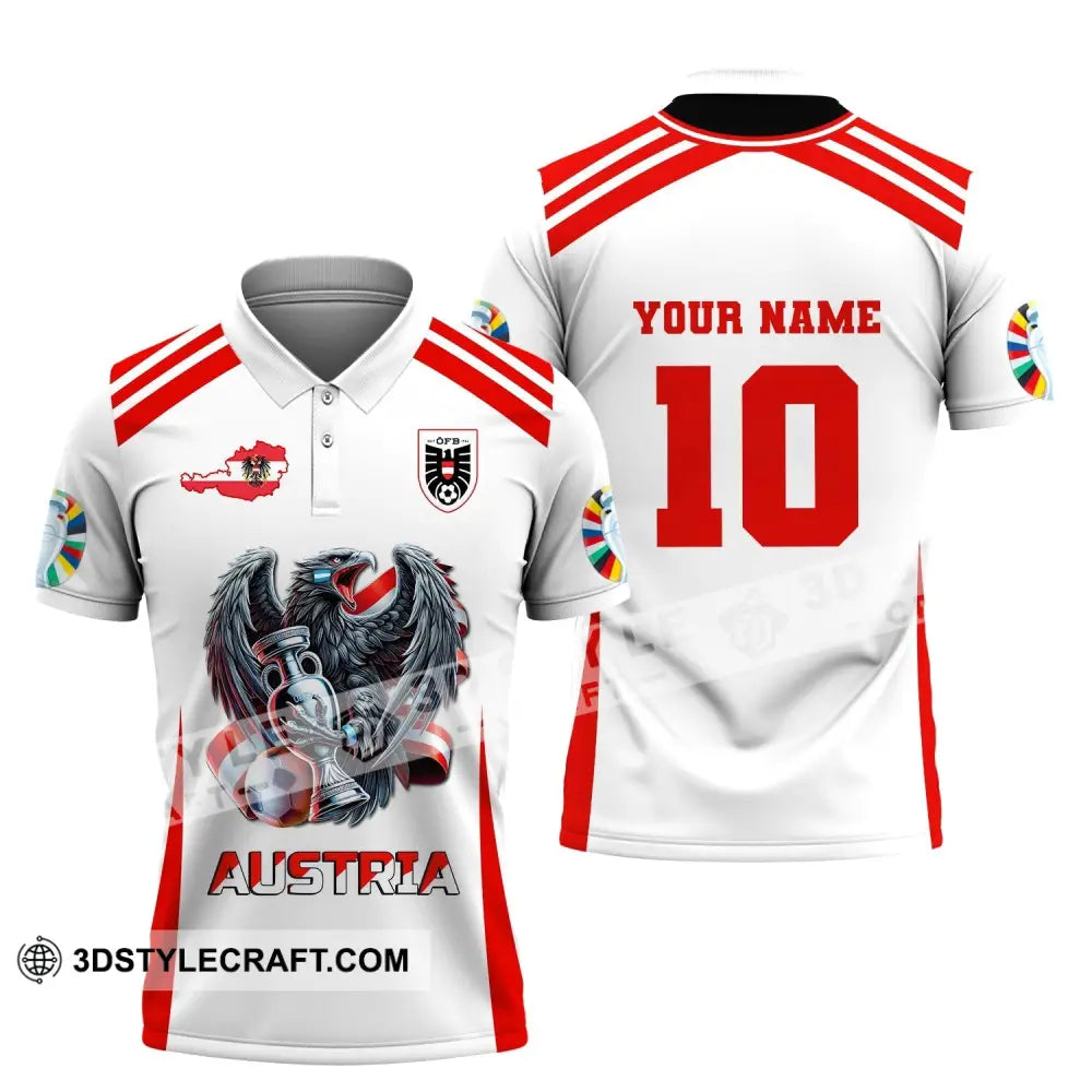 Unisex Shirt Custom Name and Number Austria Football Shirt Euro 2024 Austria Football Polo Long Sleeve Shirt Polo Shirt