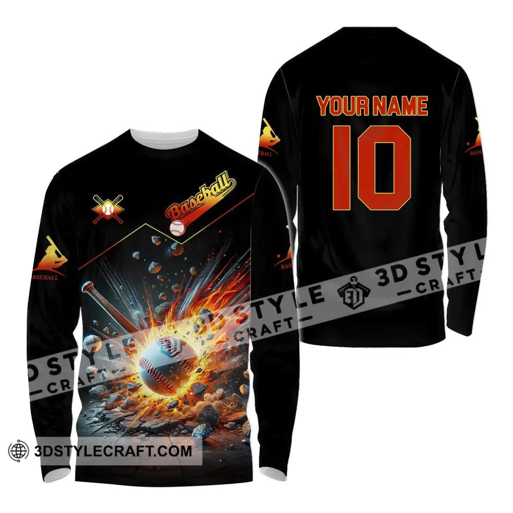 Unisex Shirt - Custom Name And Number Baseball Sport Long Sleeve / S T-Shirt