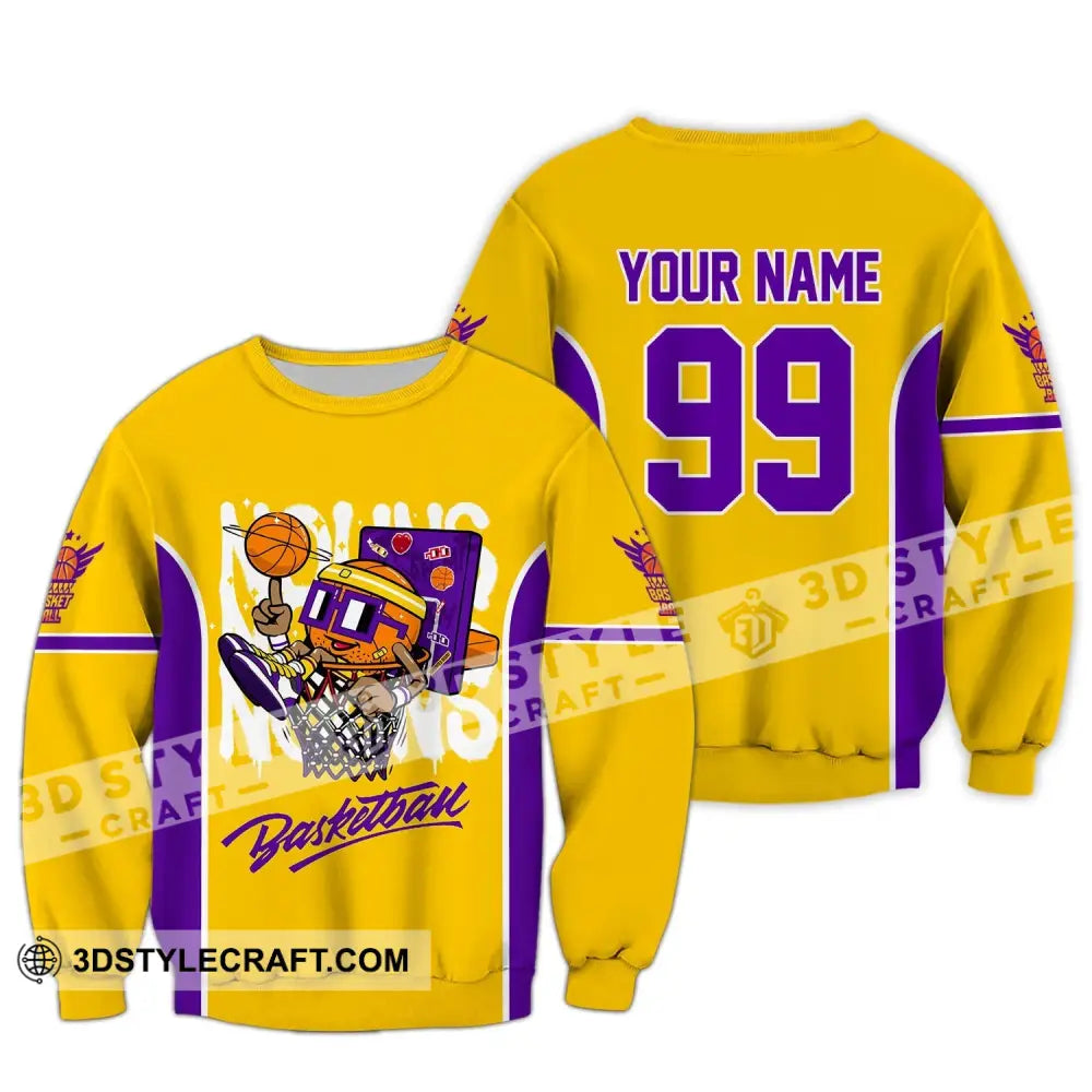 Unisex Shirt Custom Name And Number Basketball Club Uniform Hoodie T-Shirt Long Sleeve / S