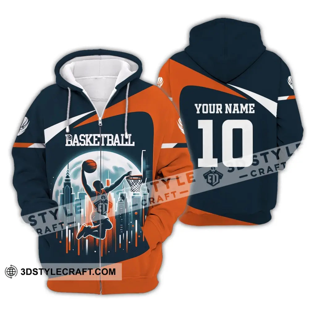 Unisex Shirt Custom Name And Number Basketball Club Uniform Hoodie T-Shirt Zipper / S