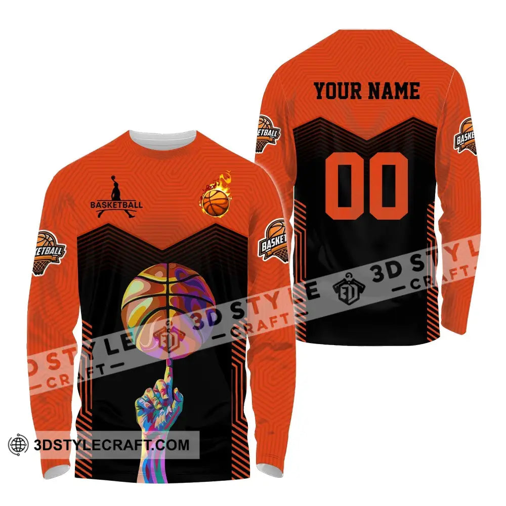 Unisex Shirt Custom Name And Number Basketball Lover T-Shirt Long Sleeve Polo / S