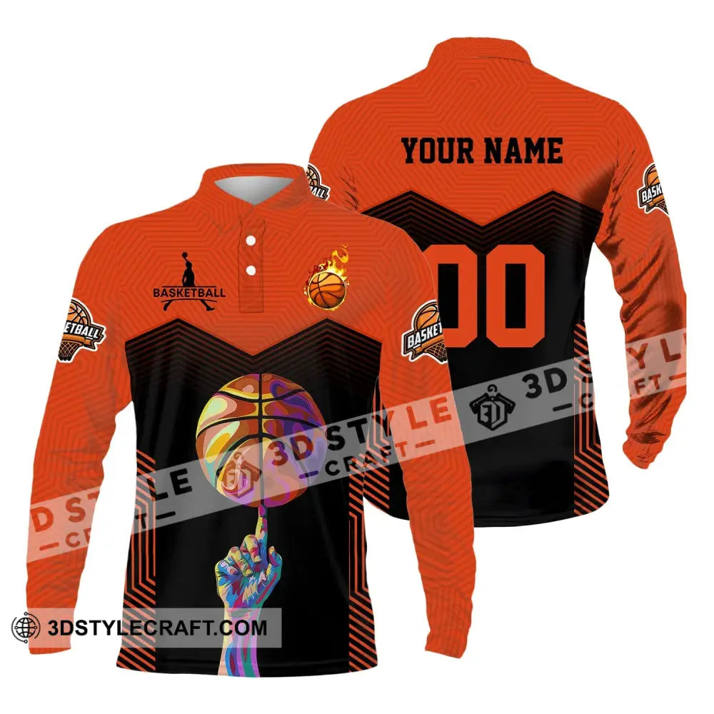 Unisex Shirt Custom Name And Number Basketball Lover T-Shirt Long Sleeve Polo / S