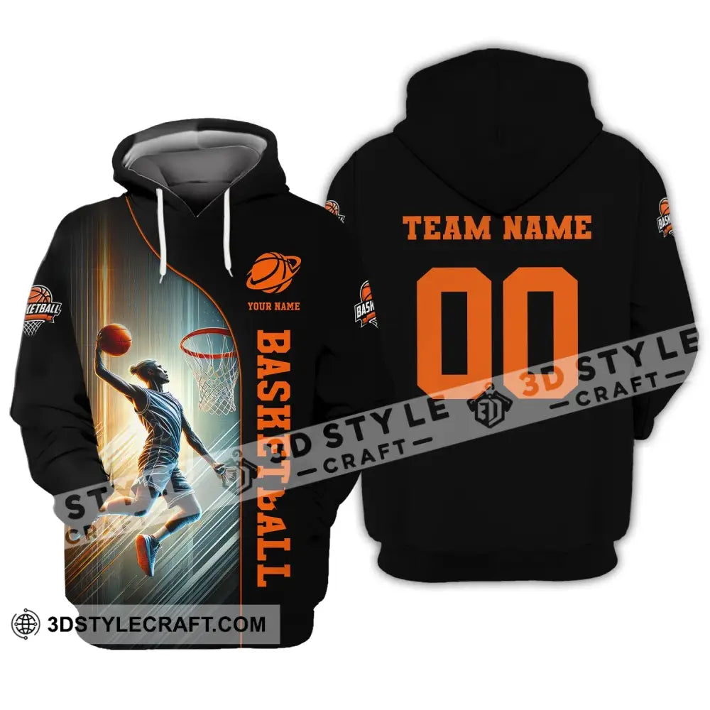 Unisex Shirt Custom Name And Number Basketball Polo Long Sleeve Hoodie / S T-Shirt