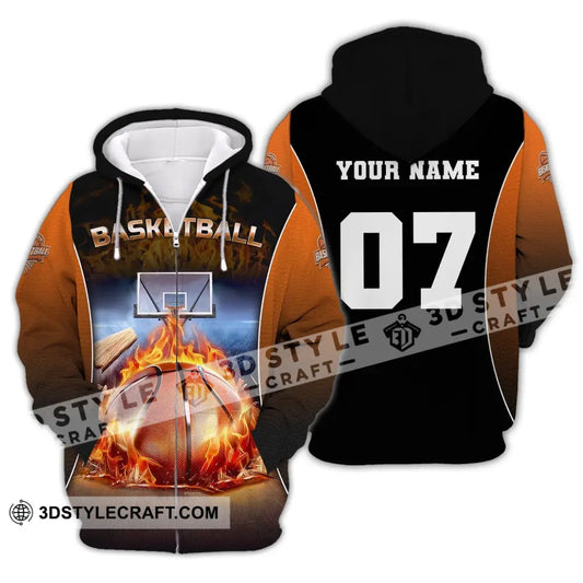 Unisex Shirt Custom Name And Number Basketball T-Shirt Gift For Player Zipper Hoodie / S