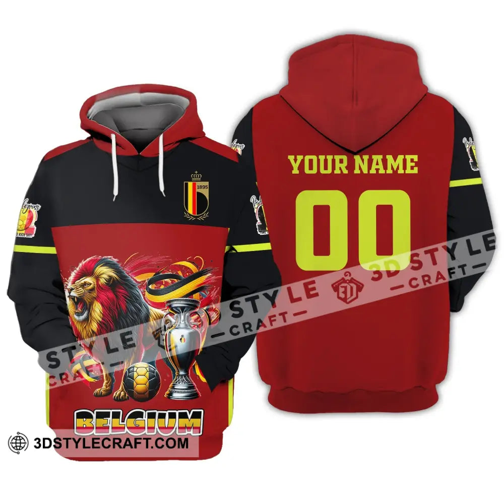 Unisex Shirt Custom Name And Number Belgium Football Polo Euro 2024 Hoodie Long Sleeve / S T-Shirt