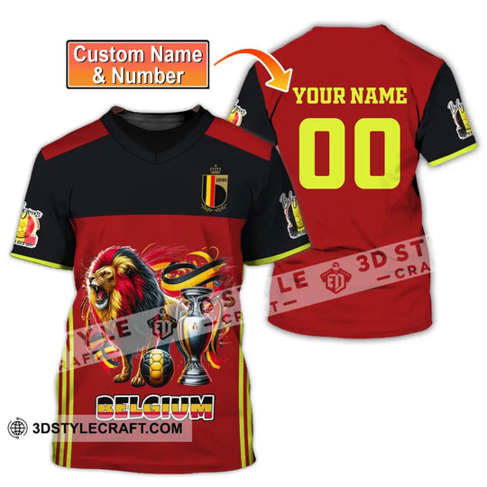 Unisex Shirt, Custom Name and Number Belgium Football Polo Shirt, Euro 2024 Belgium Football Hoodie Long Sleeve Shirt style option 1