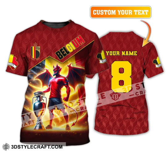 Unisex Shirt, Custom Name and Number Belgium Football T-Shirt, Euro 2024 Belgium Football Polo Long Sleeve Shirt style option 2