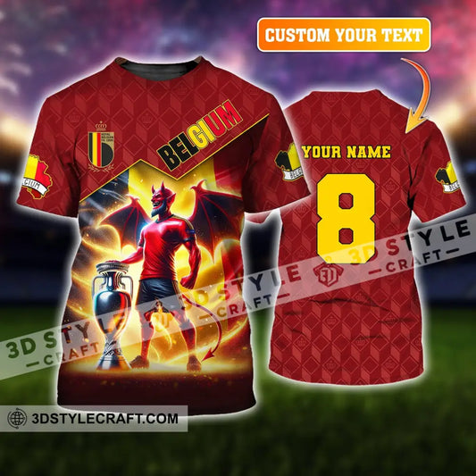 Unisex Shirt Custom Name And Number Belgium Football T-Shirt Euro 2024 Polo Long Sleeve