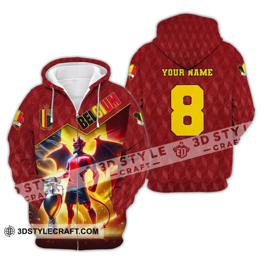 Unisex Shirt, Custom Name and Number Belgium Football T-Shirt, Euro 2024 Belgium Football Polo Long Sleeve Shirt style option 4