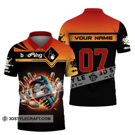 Unisex Shirt, Custom Name and Number Bowling Shirt, Bowling Polo Long Sleeve, Bowling T-Shirt style option 4