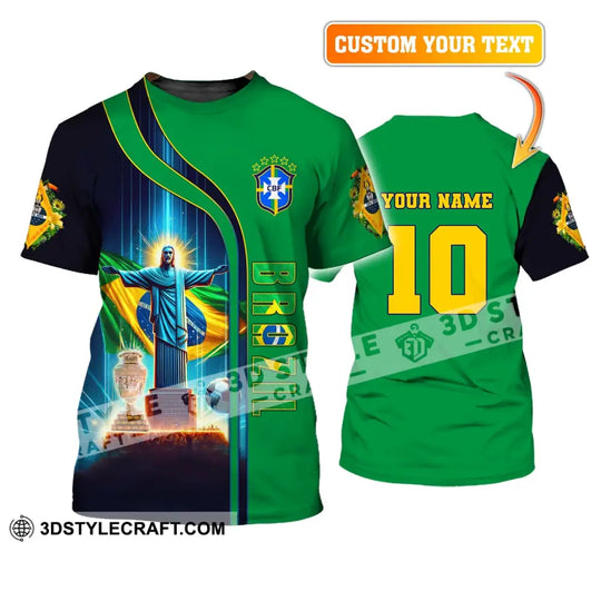 Unisex Shirt, Custom Name and Number Brazil Football T-Shirt, Euro 2024 Brazil Football Polo Long Sleeve Shirt style option 2