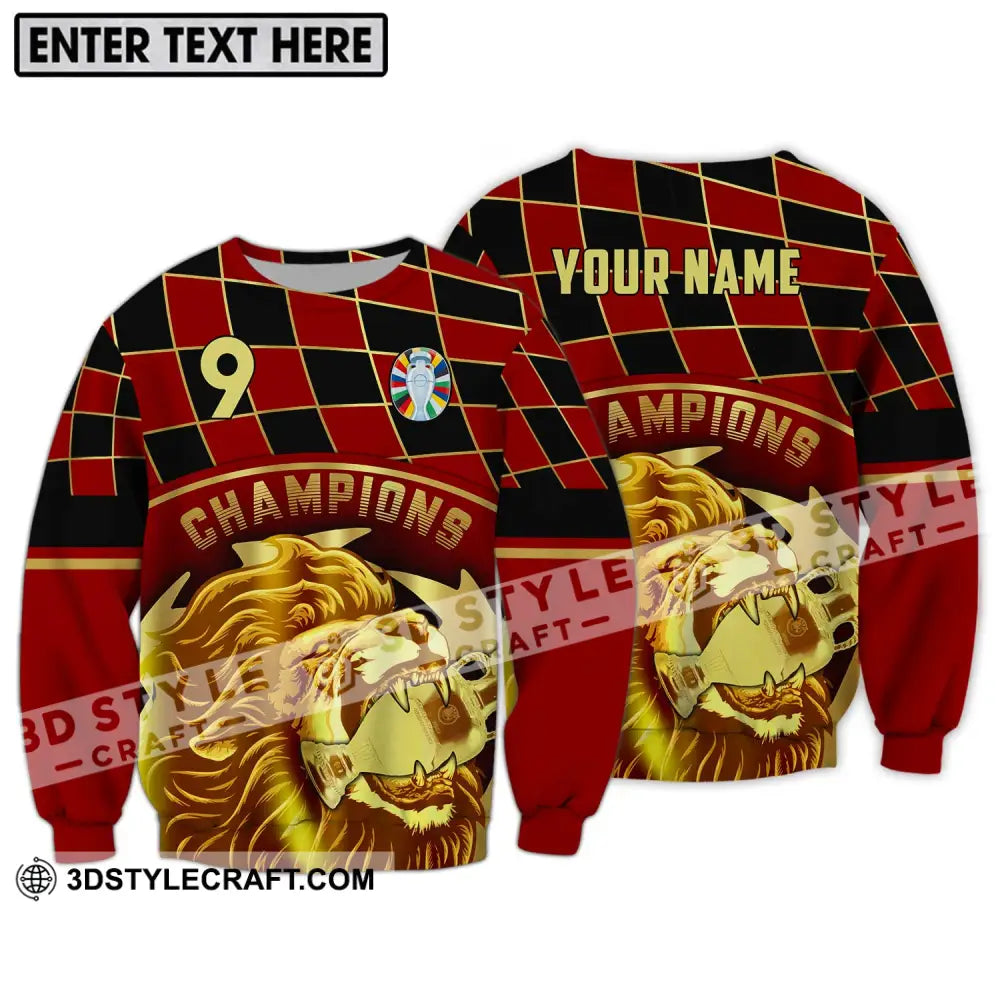 Unisex Shirt - Custom Name And Number Champions Gold Lion Long Sleeve / S T-Shirt