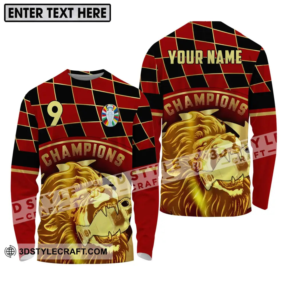 Unisex Shirt - Custom Name And Number Champions Gold Lion Long Sleeve / S T-Shirt